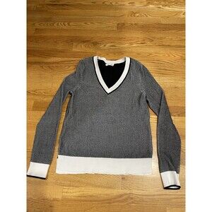 Rag & Bone Ainsley Pullover Sweater Size M V Neck Colorblock Black White Gray